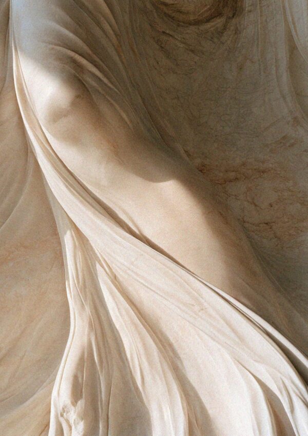 Carved marble drapery on a sculpture in Milan