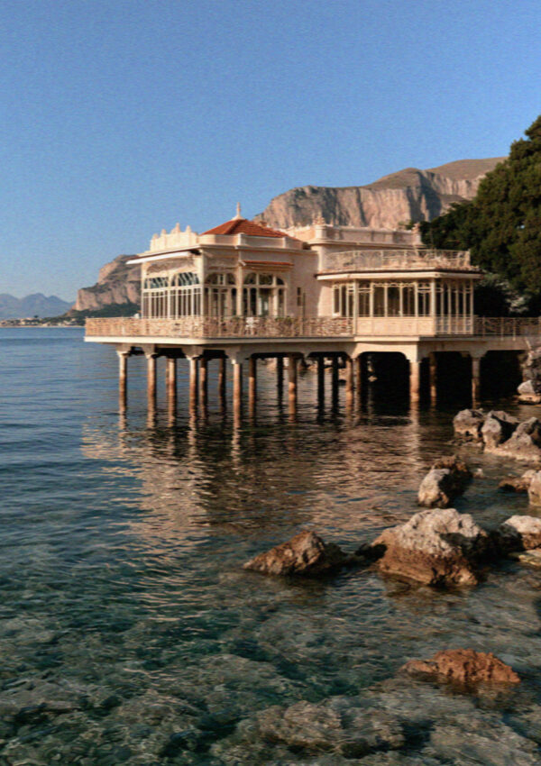 An art nouveau bathing pavilion over the water near Palermo, Sicily