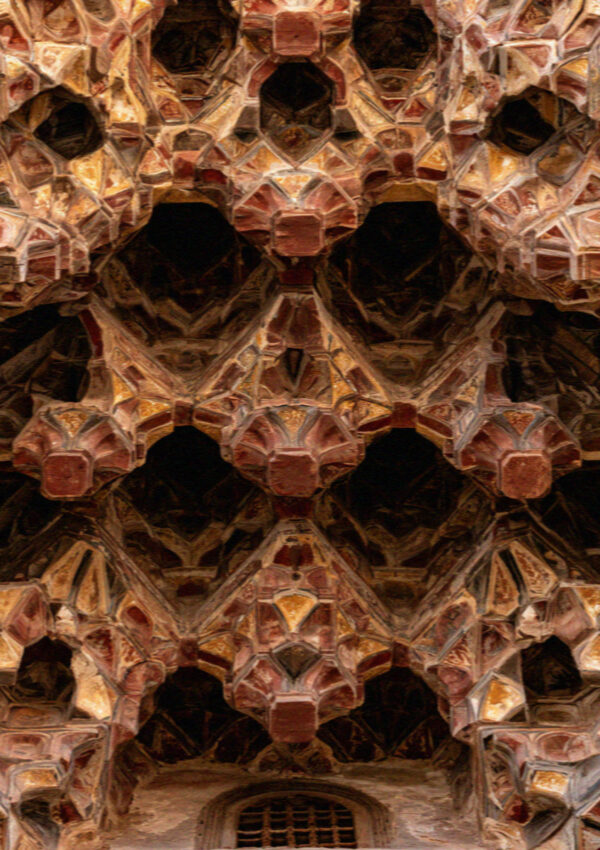 A carved and painted honeycomb ceiling in Palermo, Sicily