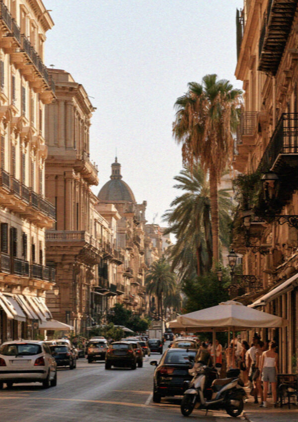 A wide nineteenth century boulevard in Palermo, Sicily