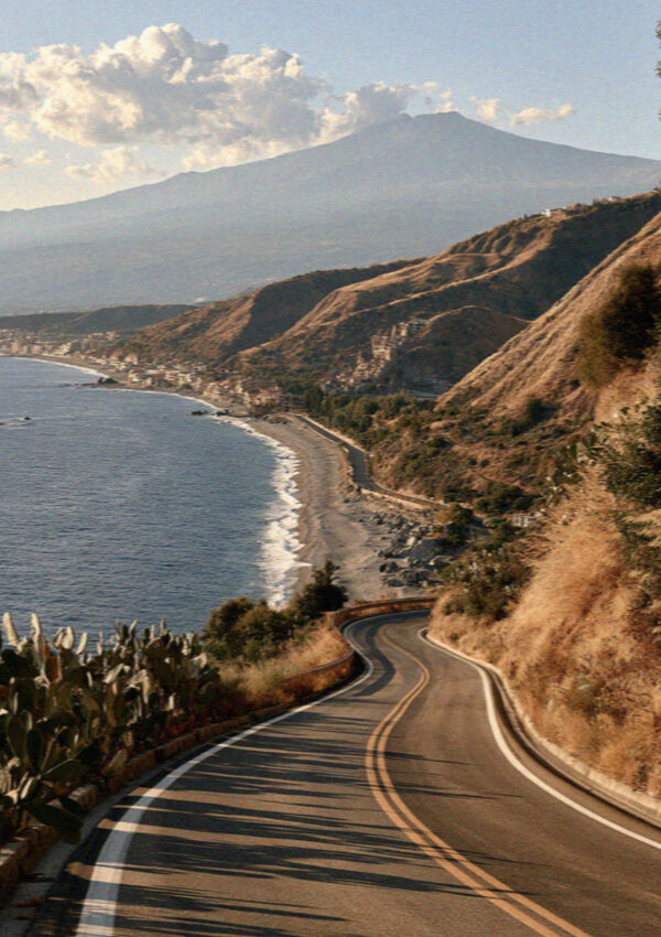 The coast road running south from Taormina in Sicily