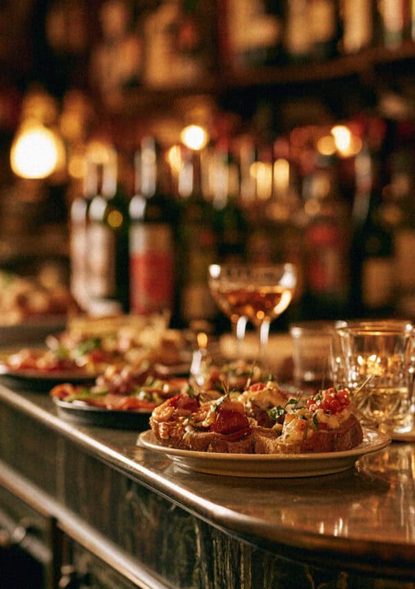 A counter of cicchetti in a Venetian bacaro
