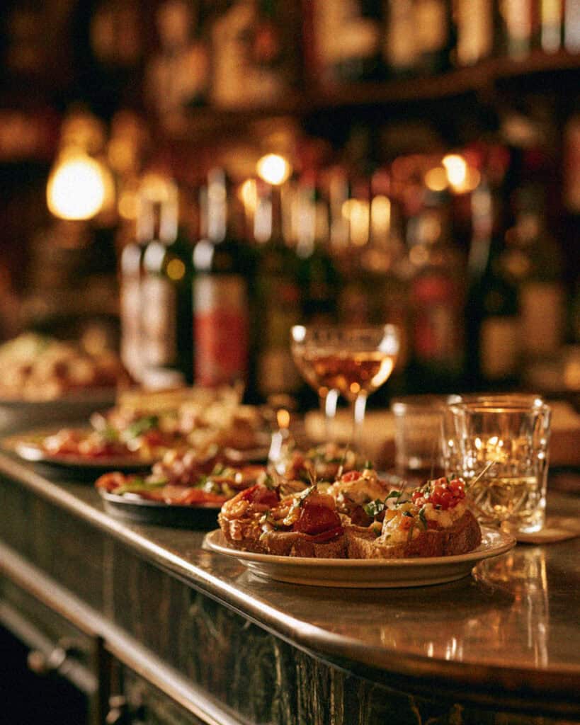 A counter of cicchetti in a Venetian bacaro