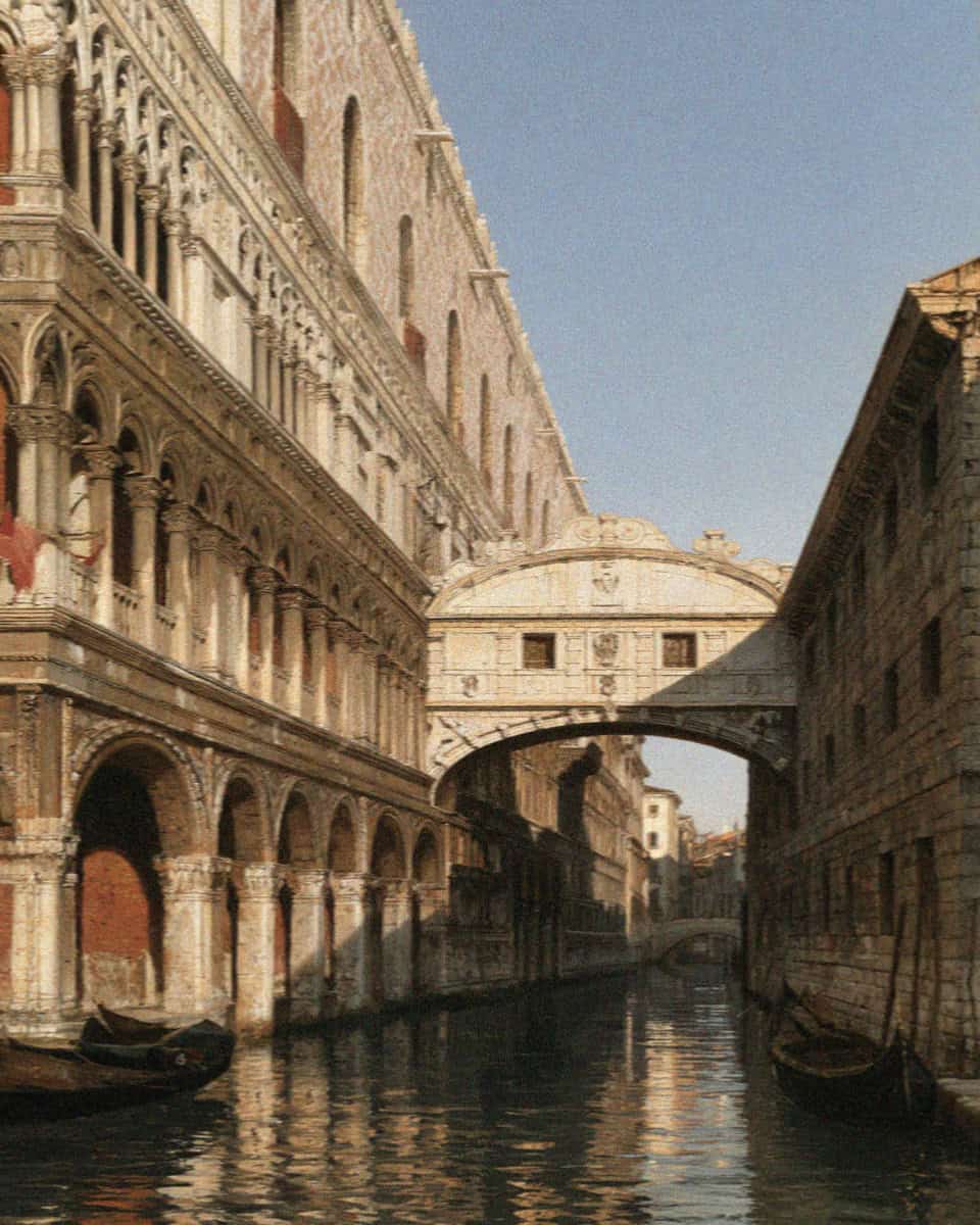 The Doge's Palace arcade and the Bridge of Sighs, Venice
