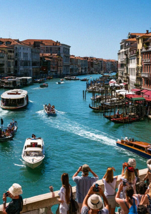 The Grand Canal busy with boats, Venice