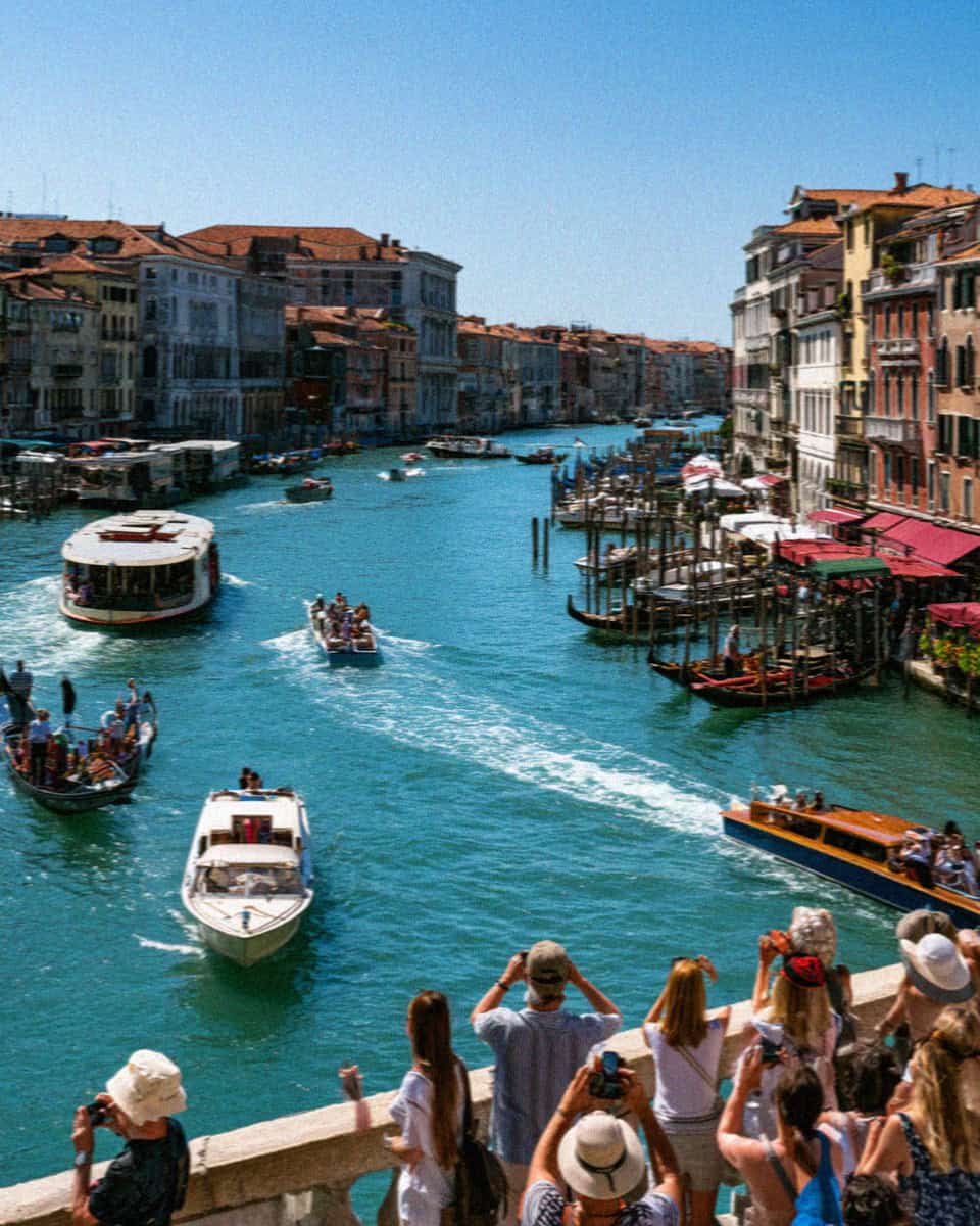 The Grand Canal busy with boats, Venice