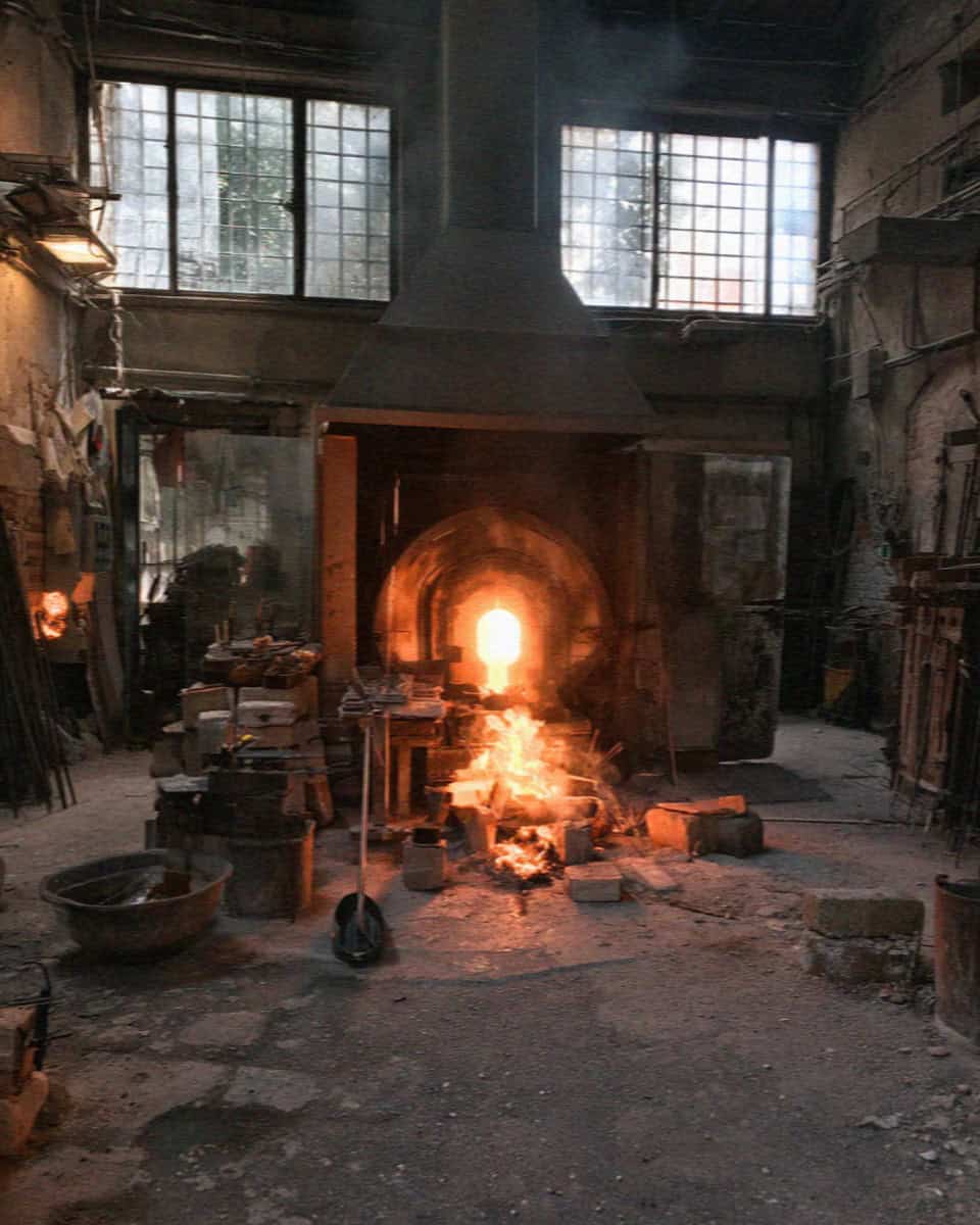 A glassblower's furnace on Murano, Venice