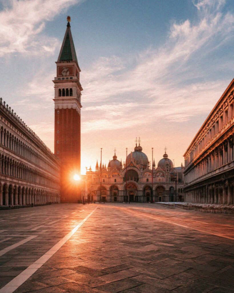 Piazza San Marco and the Basilica at sunrise