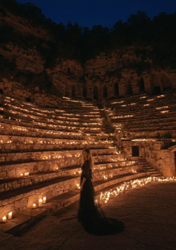The Roman Arena lit with candles for an opera night, Verona