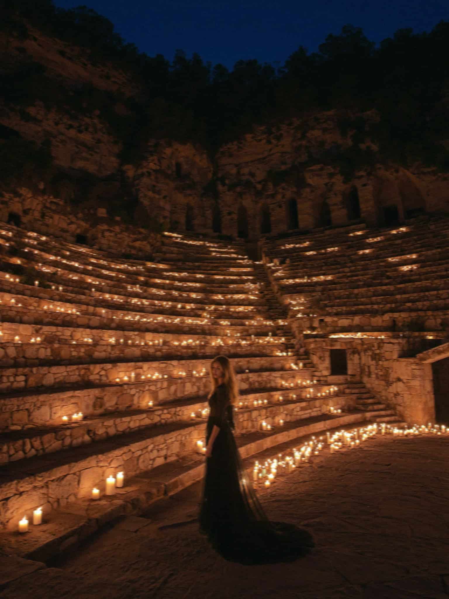 The Roman Arena lit with candles for an opera night, Verona