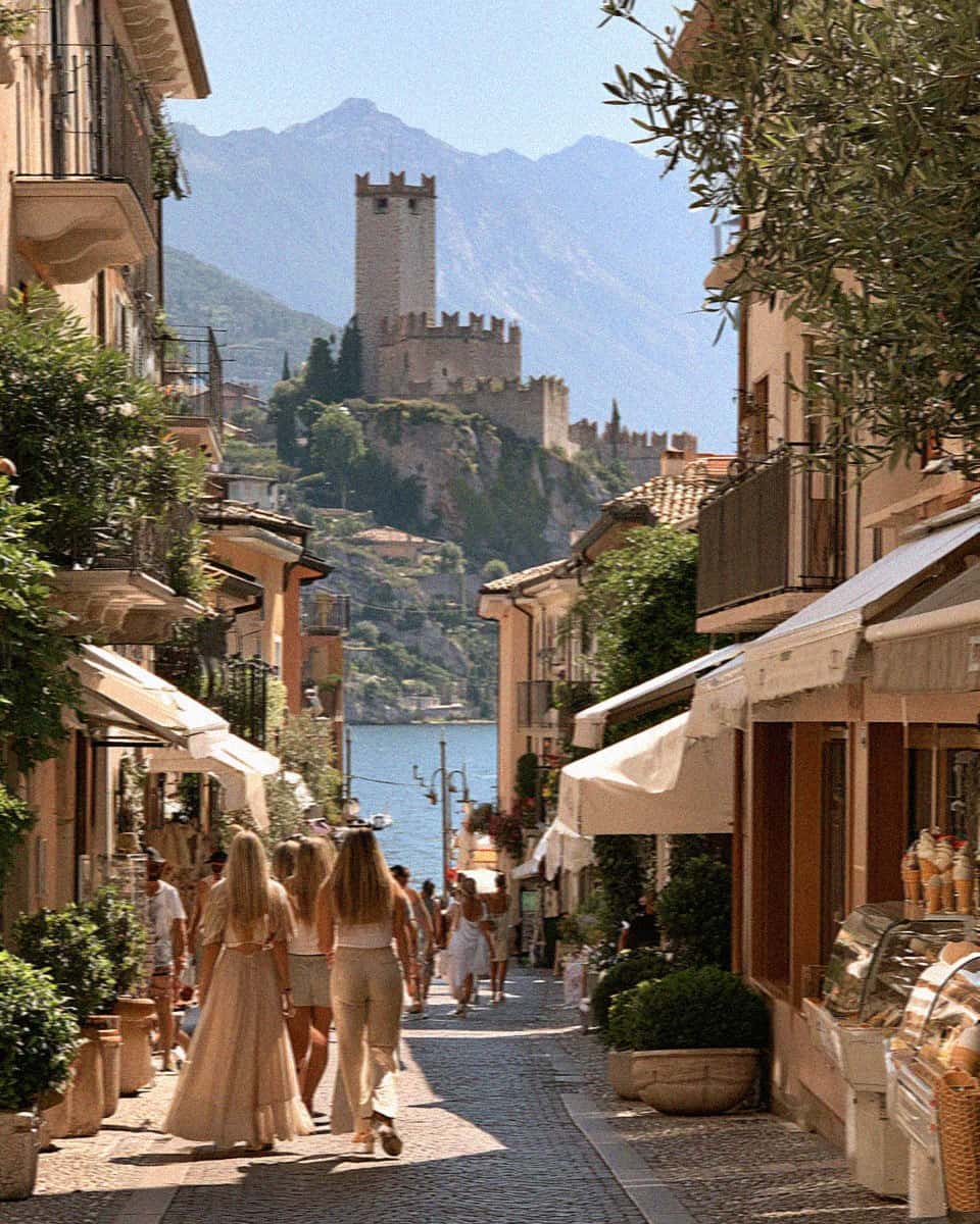 The streets of Malcesine below the Scaliger castle, Lake Garda
