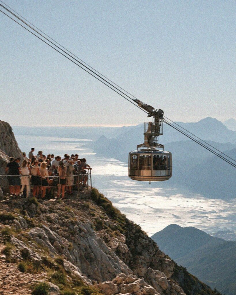 The Monte Baldo summit cable car over Lake Garda