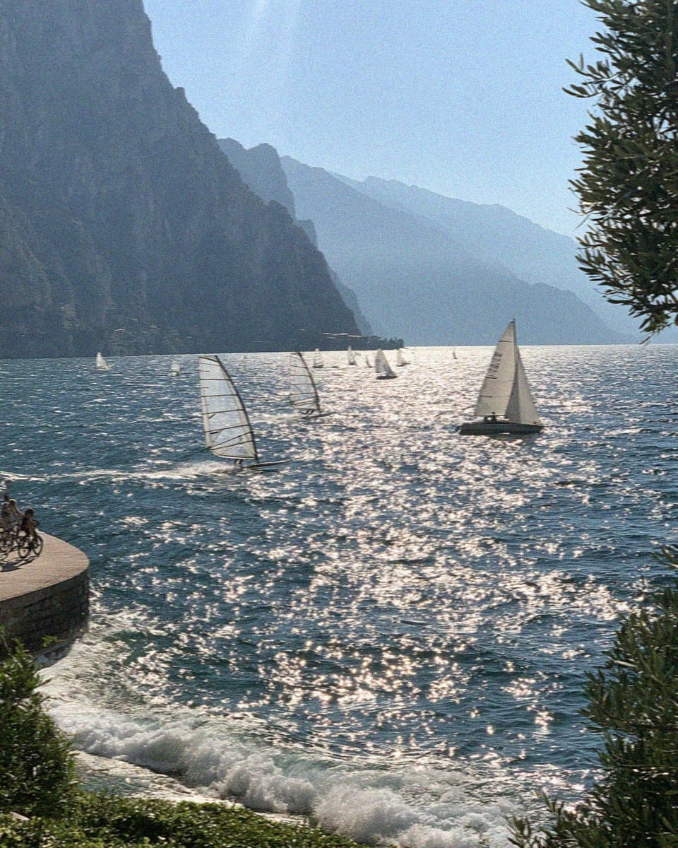 Sailing boats on the northern end of Lake Garda