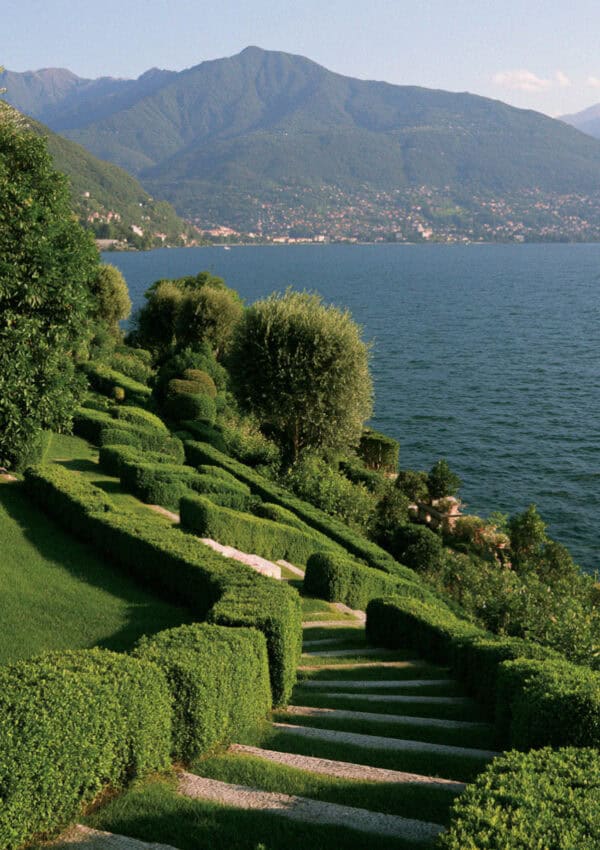 The clipped gardens descending to Lake Maggiore
