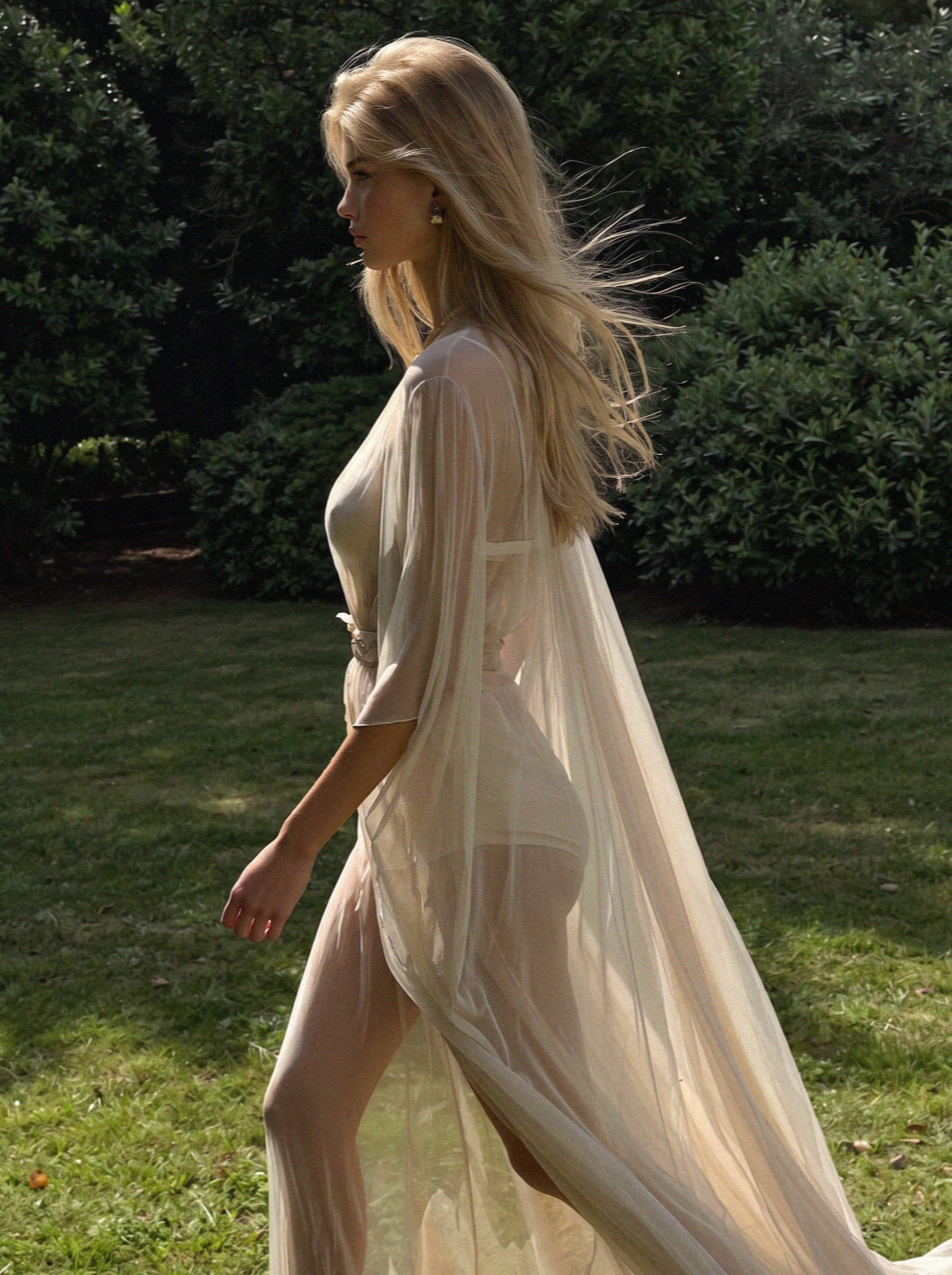 Victoria van der Berg in the villa garden outside Milan in the evening breeze