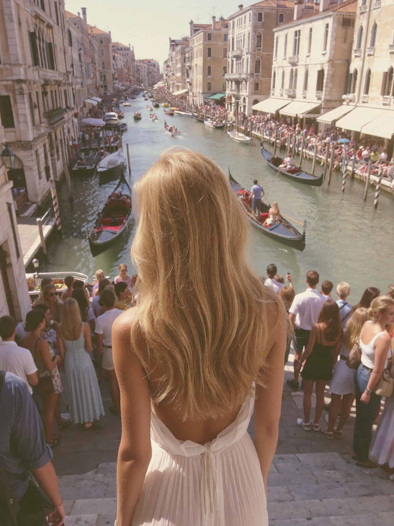 Victoria van der Berg watching a regatta on the Grand Canal in Venice