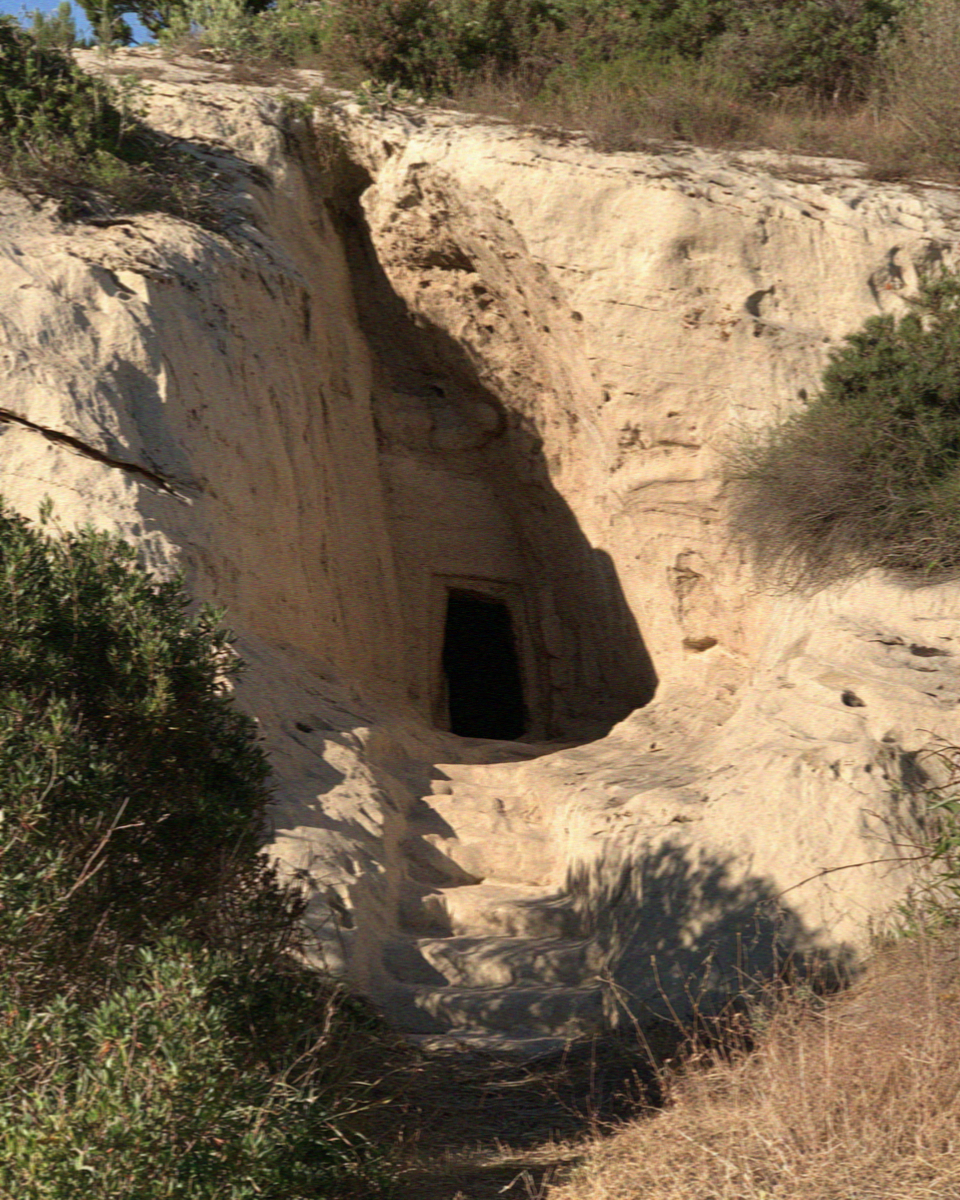 A rock cut tomb at the Anghelu Ruju necropolis near Alghero