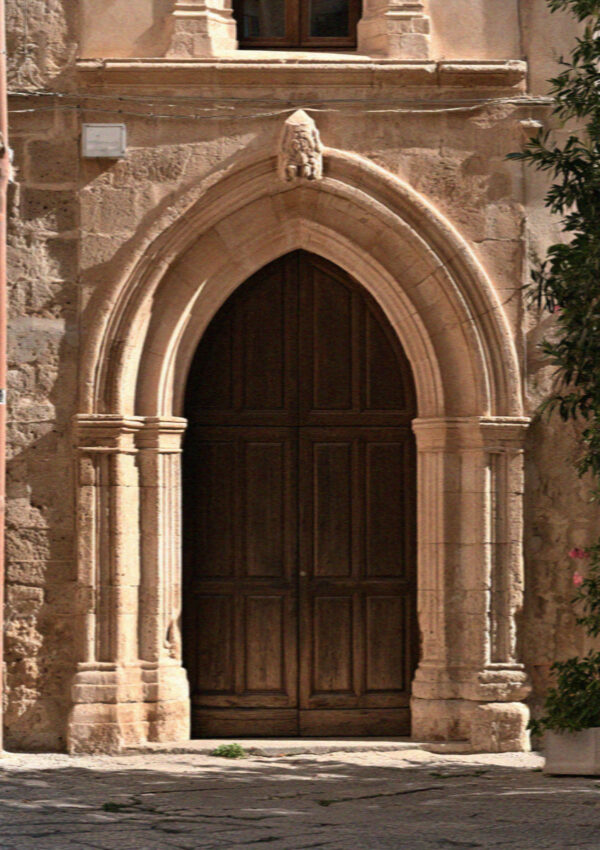 A Catalan gothic doorway in the old town of Alghero