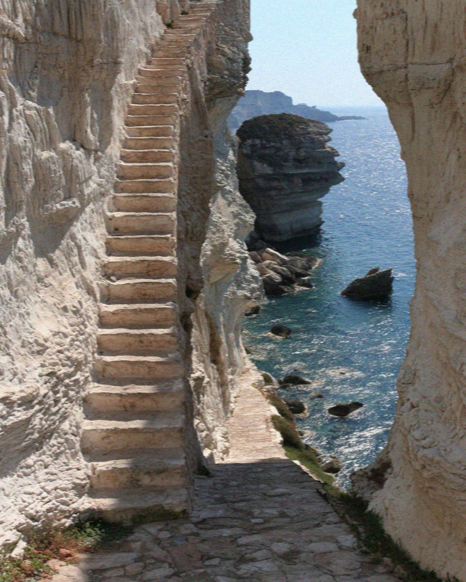The stairway cut into the cliff at Bonifacio in Corsica