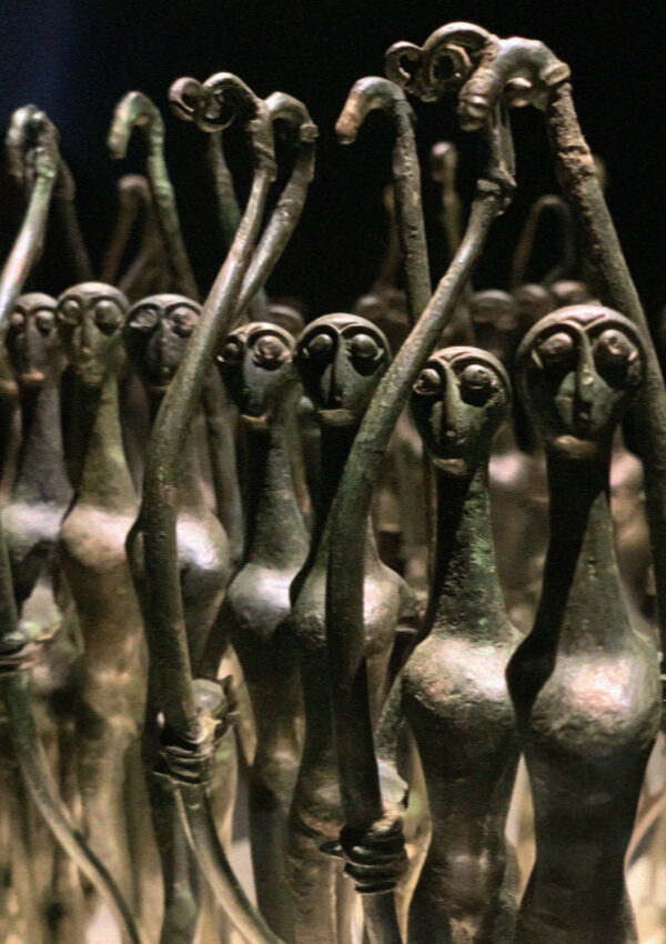 Ancient Sardinian bronze figurines in the archaeological museum in Cagliari, Sardinia