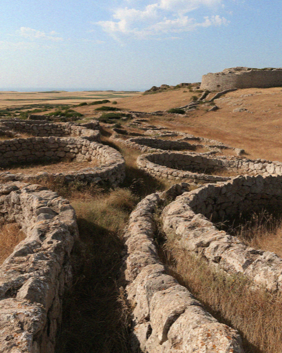 The Bronze Age village of stone huts at Barumini, inland from Cagliari in Sardinia