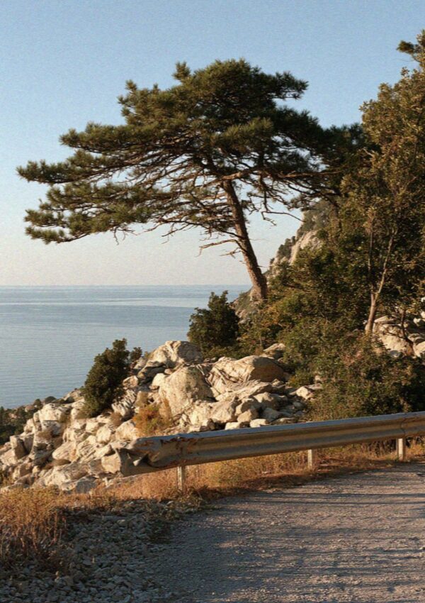 A mountain pull-in high above the sea in the interior of Corsica