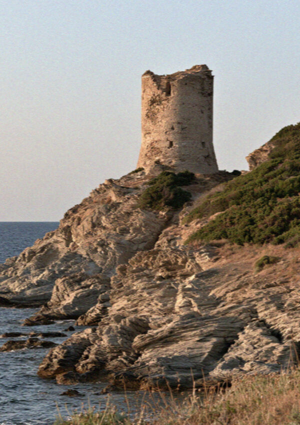 A Genoese watchtower on a headland in Corsica