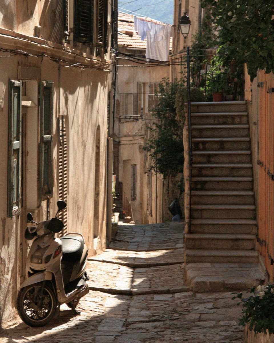 A steep lane in the old town of Corte in Corsica