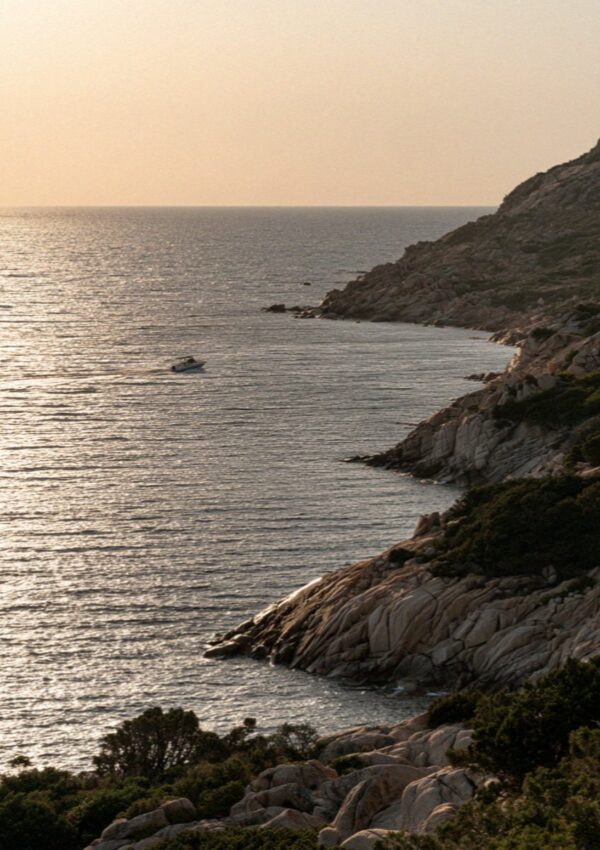 Granite going rose in the evening light on the Costa Smeralda in Sardinia