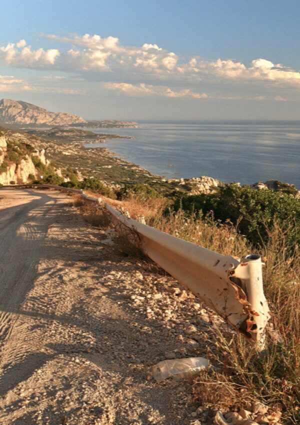 A roadside pull-off above the sea on the Costa Smeralda in Sardinia