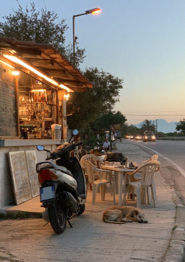 A roadside place late in the evening on the Costa Smeralda in Sardinia