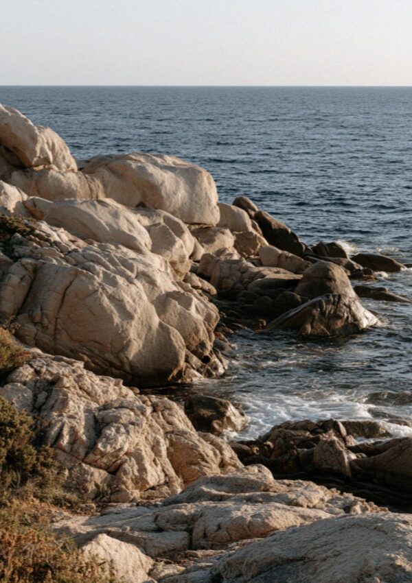 The sea turning to lead in the evening on the Costa Smeralda in Sardinia