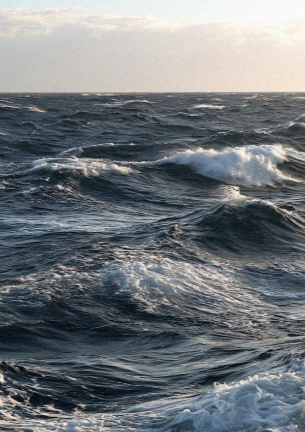 The sea turning choppy in the afternoon wind north of the Costa Smeralda in Sardinia