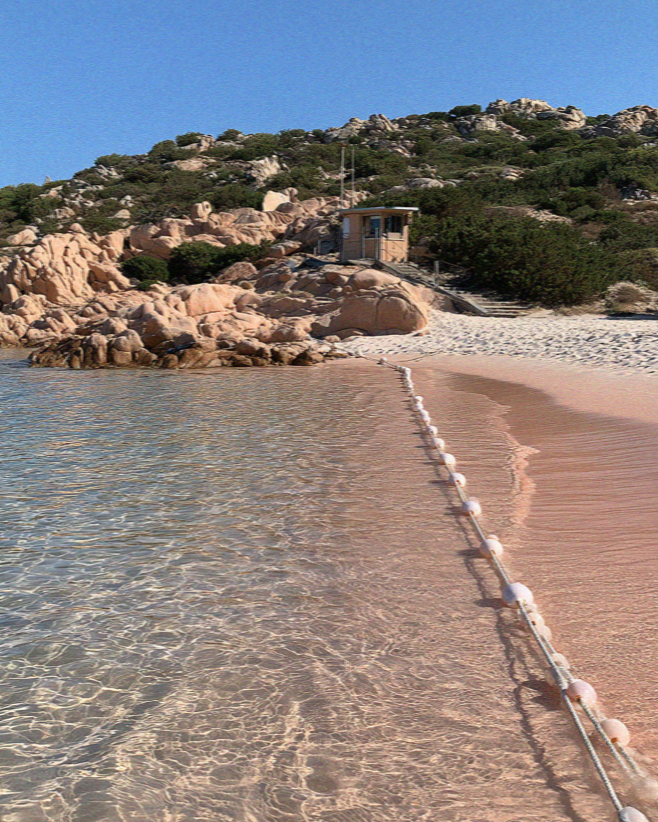 A protected shore in the La Maddalena archipelago north of the Costa Smeralda, seen from a boat offshore