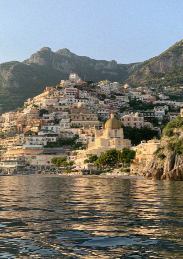 Positano seen from half a kilometre offshore in the early morning
