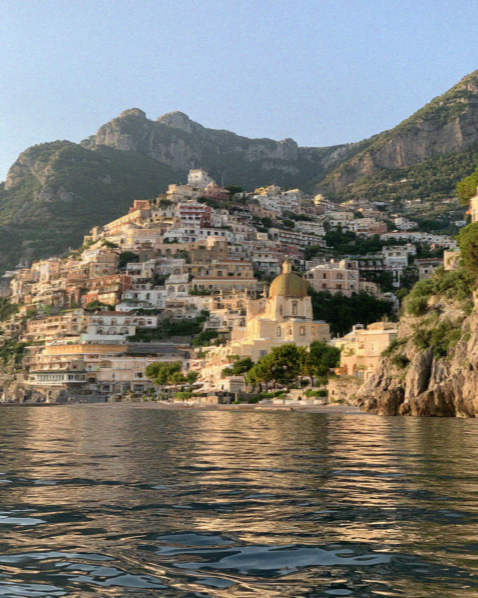Positano seen from half a kilometre offshore in the early morning