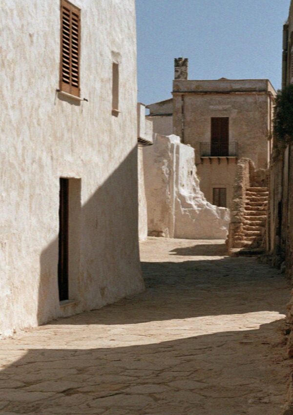 The shuttered village street at Scopello at noon, west of Palermo in Sicily