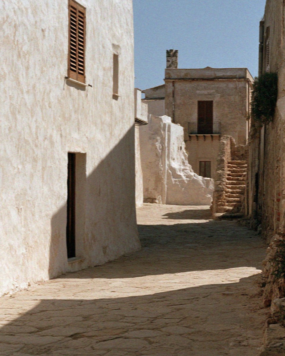 The shuttered village street at Scopello at noon, west of Palermo in Sicily