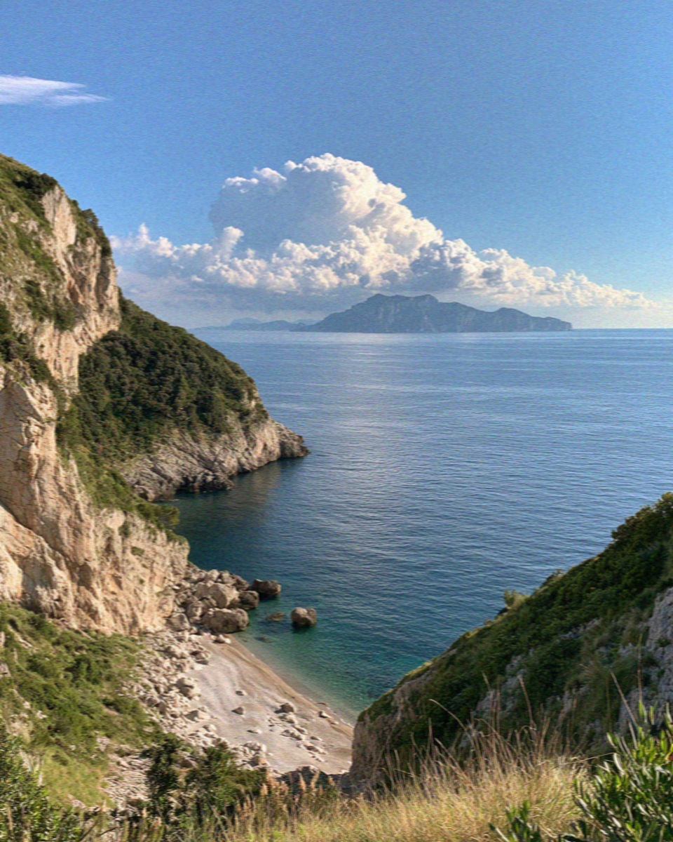The clear green water of the Bay of Ieranto on the Sorrento peninsula