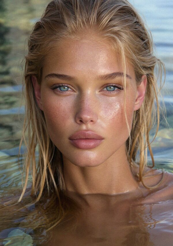 Victoria van der Berg standing in a clear mountain pool in the interior of Corsica