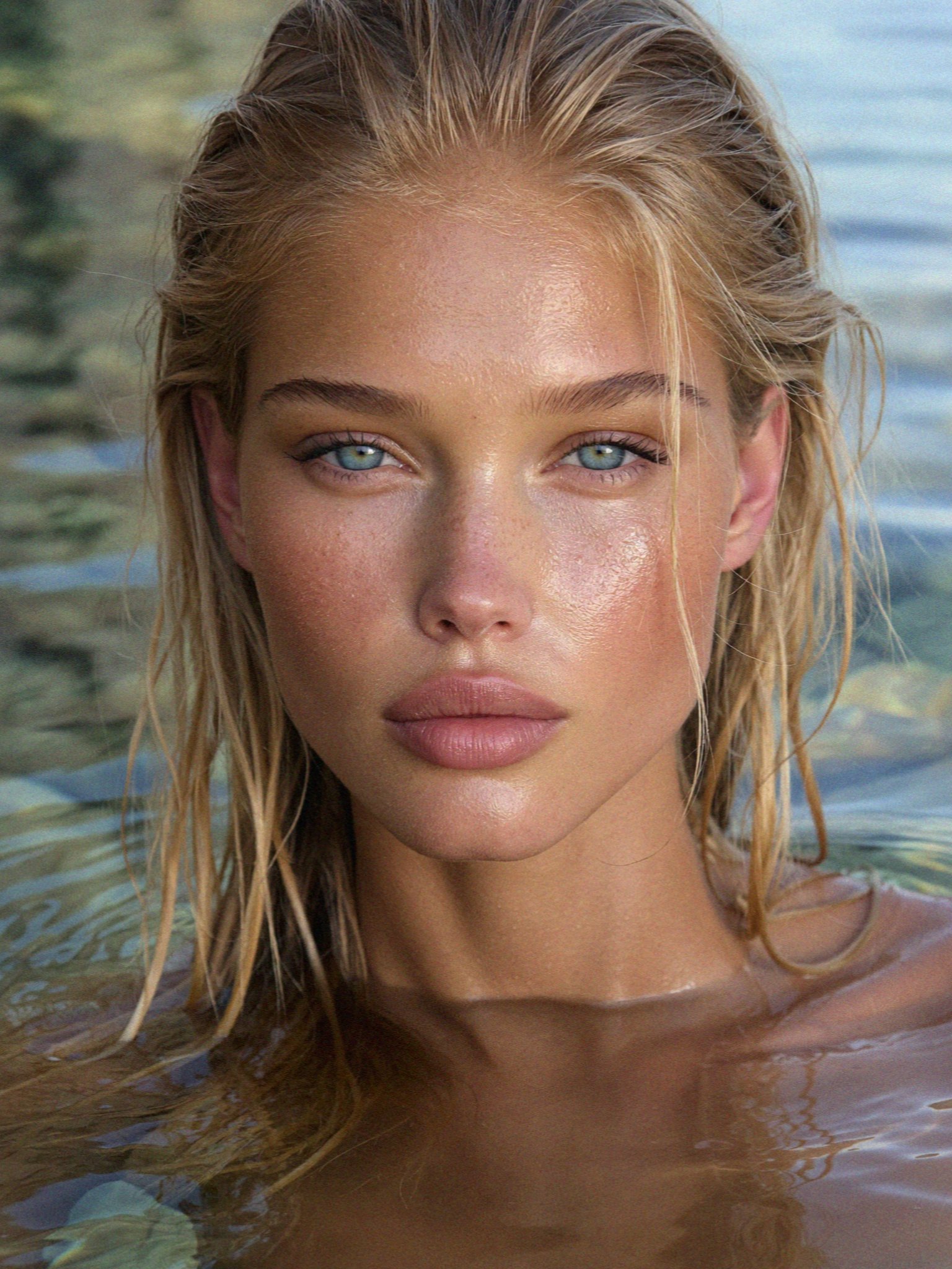 Victoria van der Berg standing in a clear mountain pool in the interior of Corsica