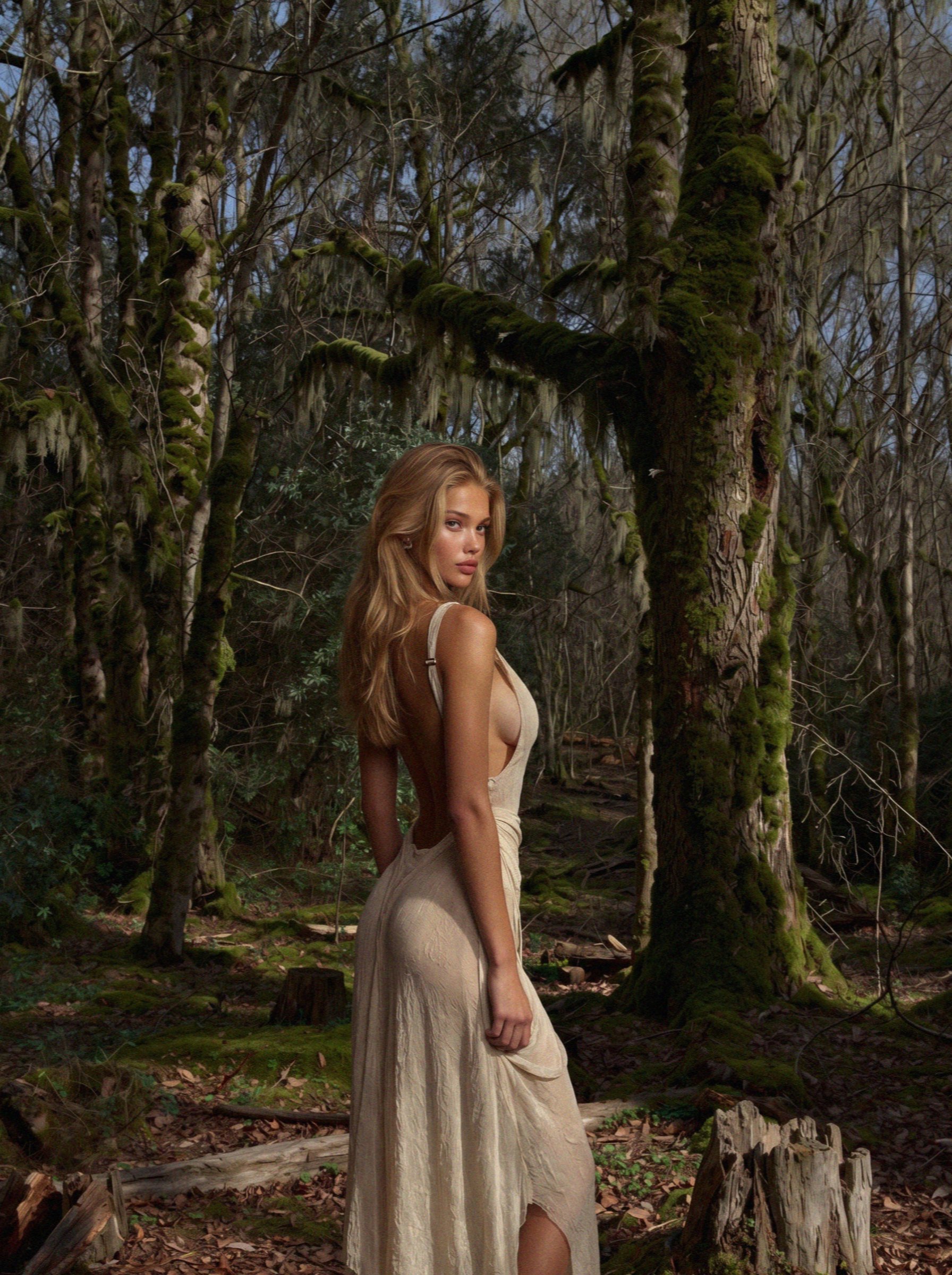 Victoria van der Berg in the chestnut woods of the Corsican interior