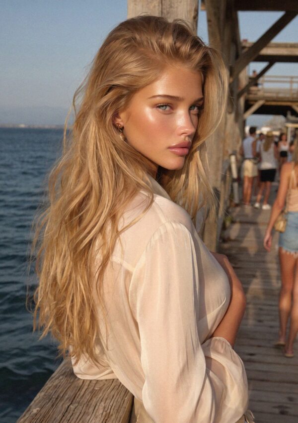 Victoria van der Berg at the rail as the terrace fills up on the Costa Smeralda in Sardinia