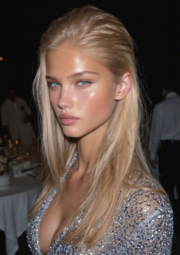 Victoria van der Berg in the busy room after midnight on the Costa Smeralda in Sardinia