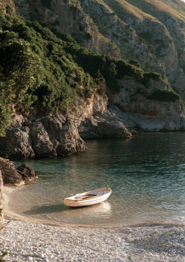 A cove of white pebbles and clear water in the Zingaro reserve near Scopello, west of Palermo in Sicily