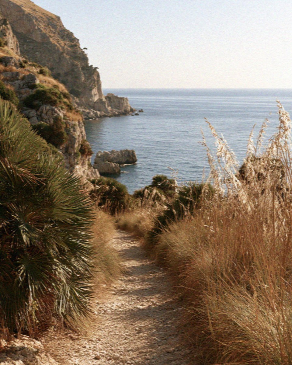 The coast path above the sea in the Zingaro reserve near Scopello, west of Palermo in Sicily