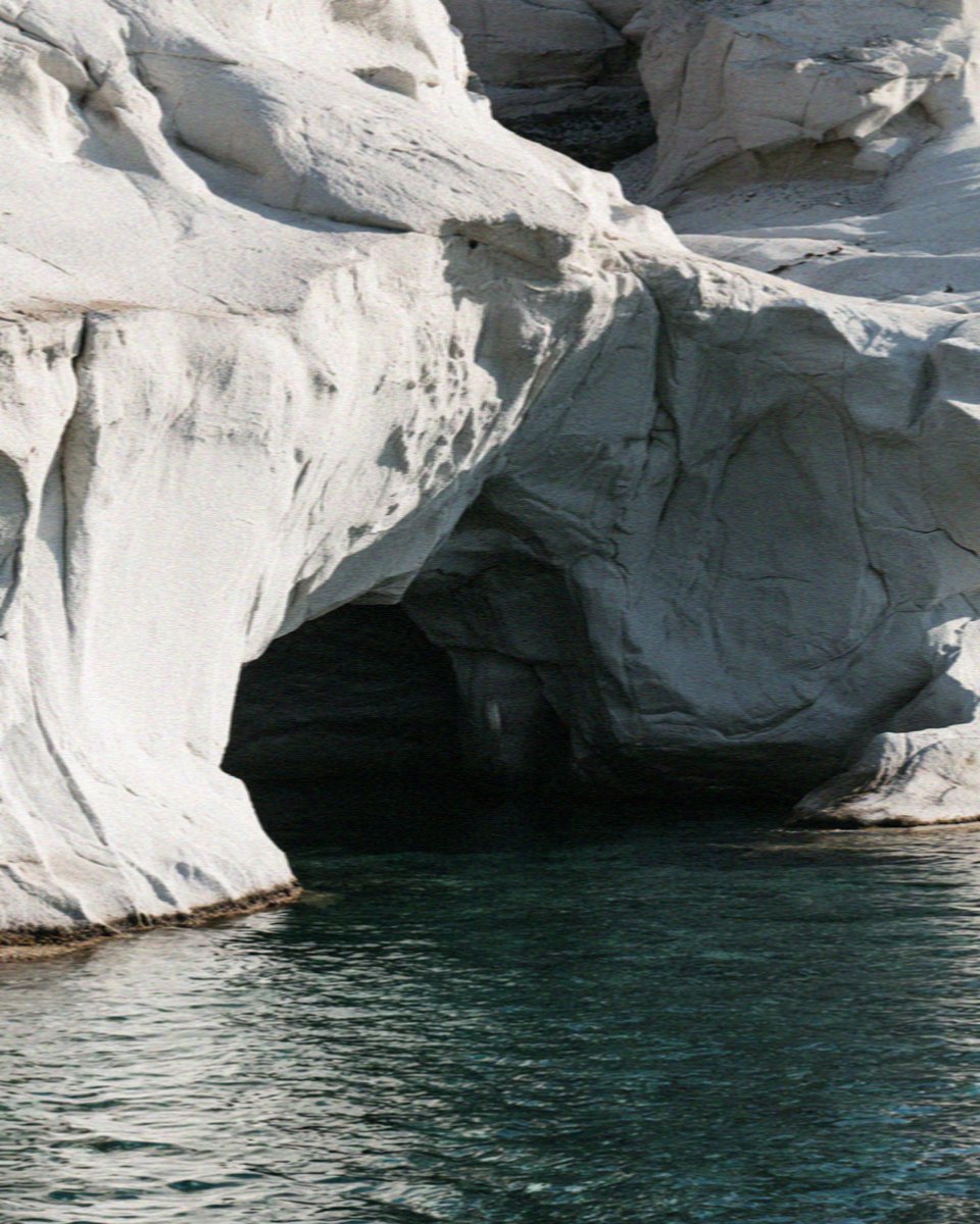 A sea arch in the white rock at Sarakiniko on Milos